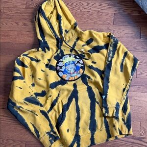 Yellow & Black Tie-Dye Hoodie with Naruto stitched  Patch Hypland